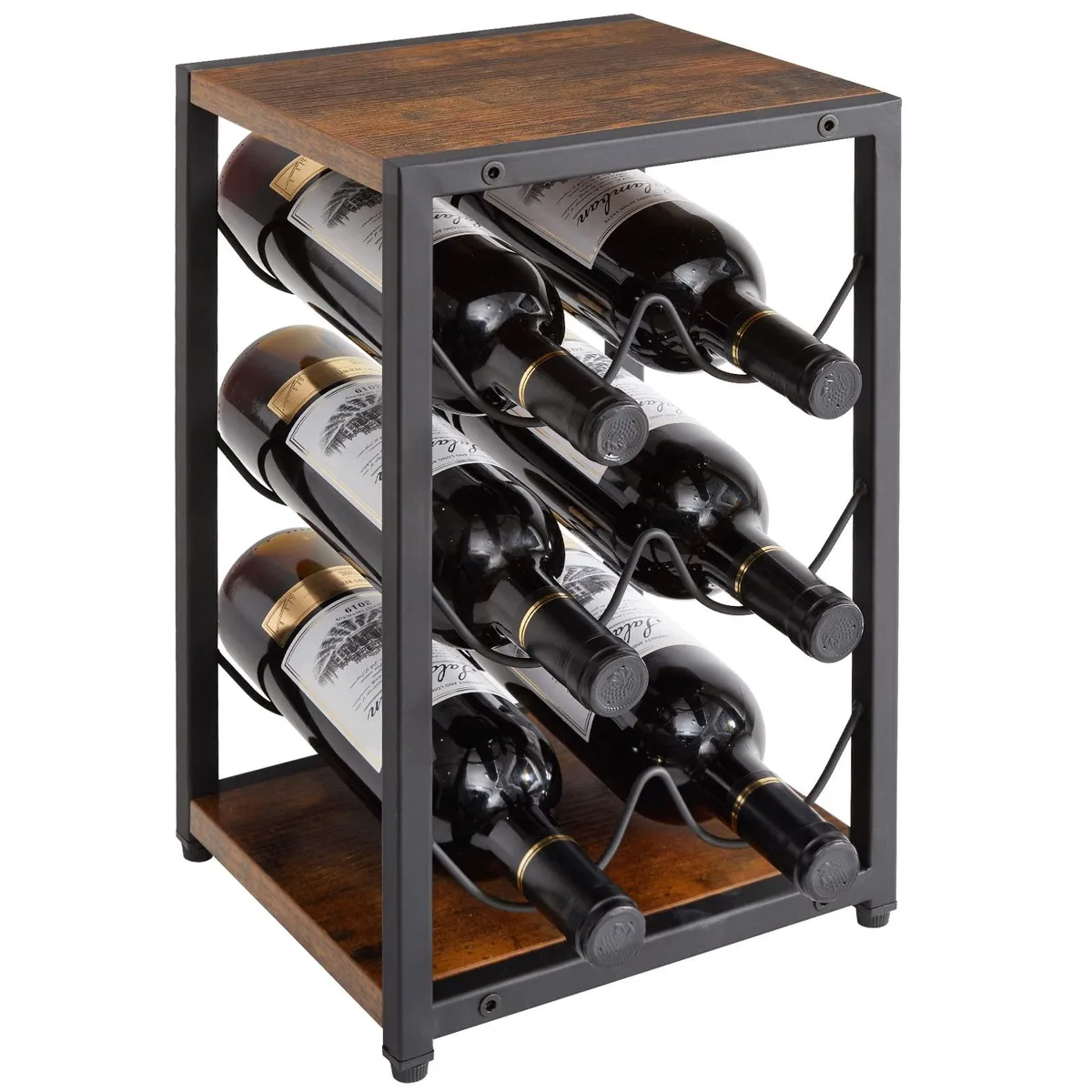  IBUYKE 6 Bottle Wood Countertop Wine Rack TMJ901H — product photo