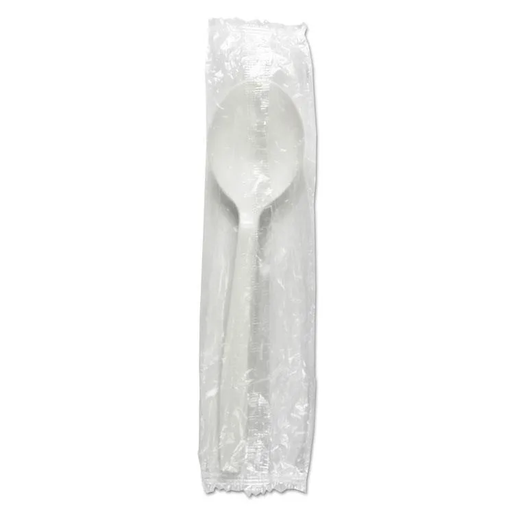 Boardwalk Boardwalk BWKSSHWPPWIW Heavyweight Wrapped Polypropylene Soup Spoon, White — product photo