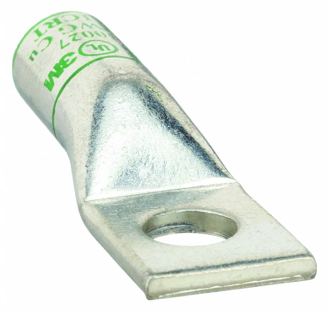 3M 3M 30027 One-Hole Compression Lug, 1 AWG, 5/16 in Stud, Short Barrel — product photo
