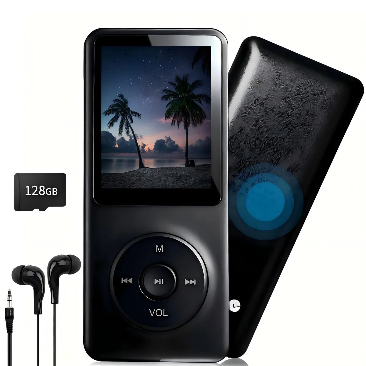  VelXurra MP3 128GB Bluetooth 5.2 Black Voice Recorder Earphones Included — product photo