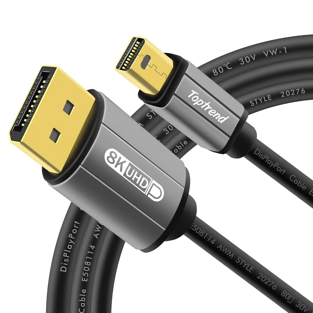 BFKK BFKK Mini DisplayPort 1.4 cable 6 ft 8K 60 Hz 4K 144 Hz HBR3 32.4 Gbps — product photo