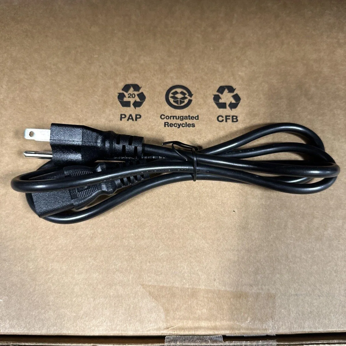 Black three-foot power cord with NEMA 5-15P plug and C13 connector