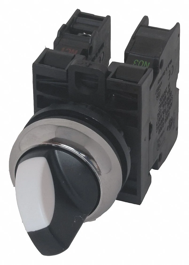 Eaton M22M-WKV-K11 selector switch 22 mm black metal knob two position