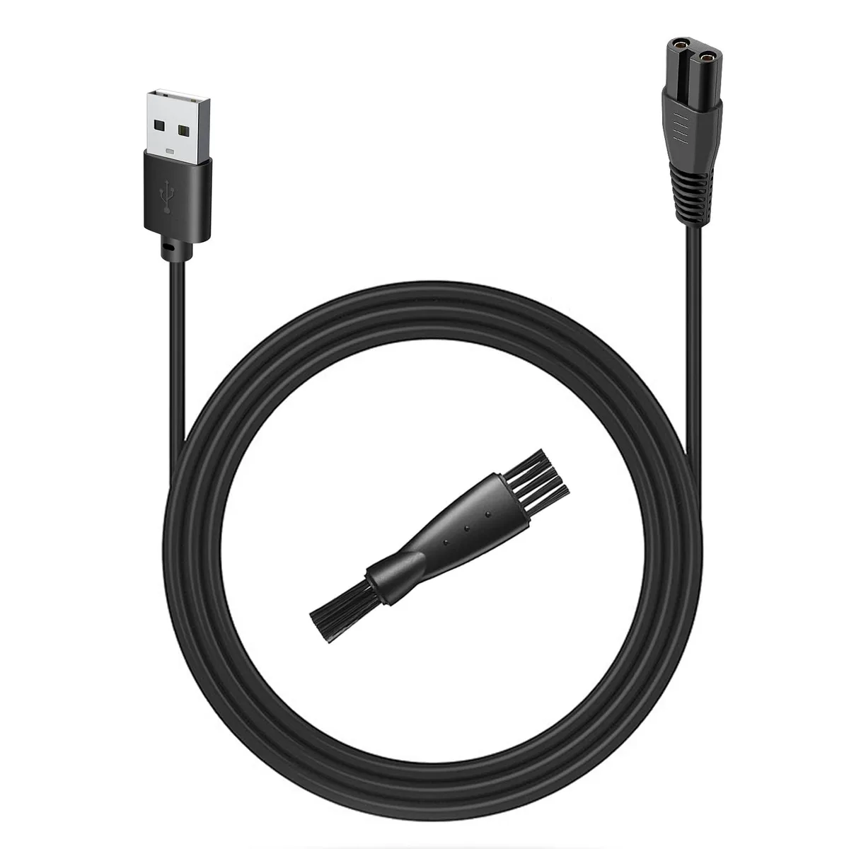 Black USB Type-C charging cable 3.3ft with cleaning brush