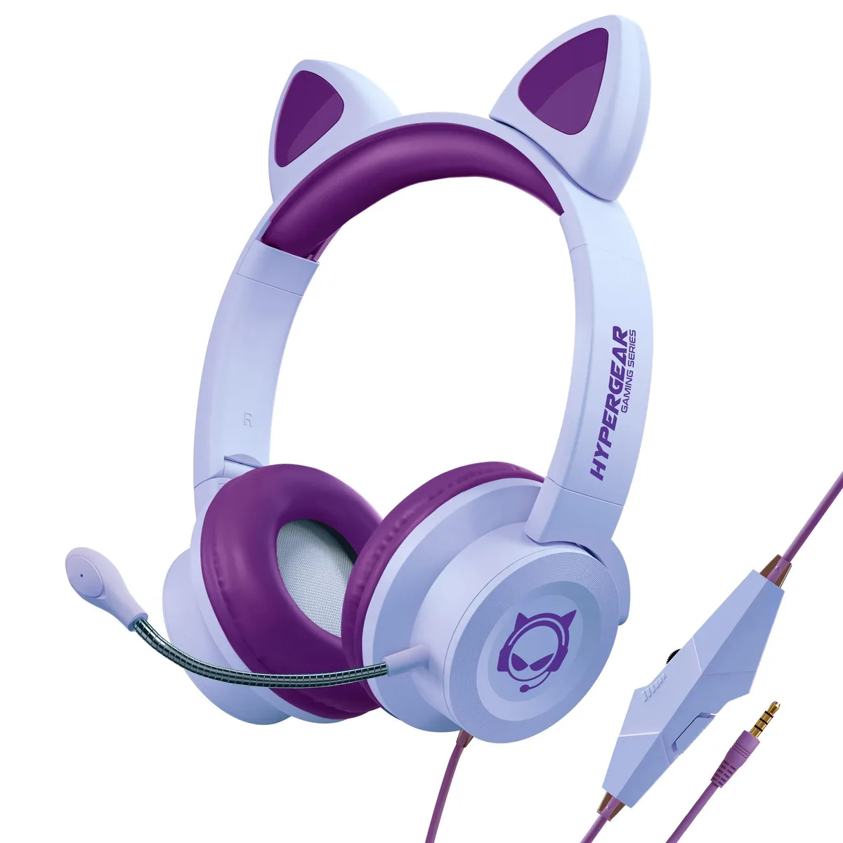 HyperGear HyperGear Kombat Kitty Headset Purple 40mm 3.5mm 7.8oz 15554 — product photo