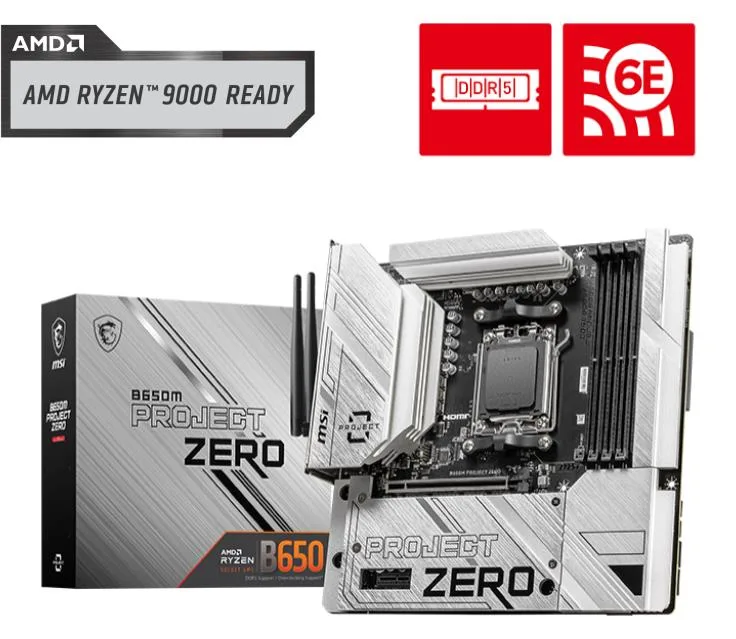 Micro-ATX board with rear-mounted connectors and black heatsinks