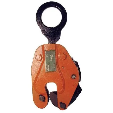 Steel plate clamp with toothed jaws and load ring