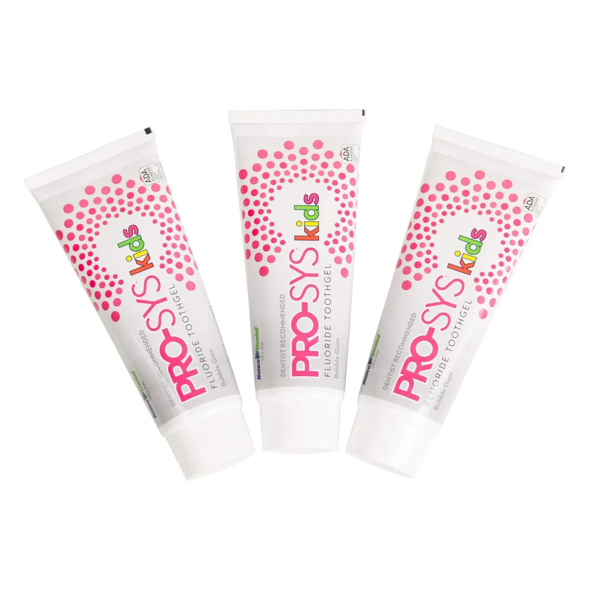 Three 4.0oz tubes of bubblegum fluoride toothpaste