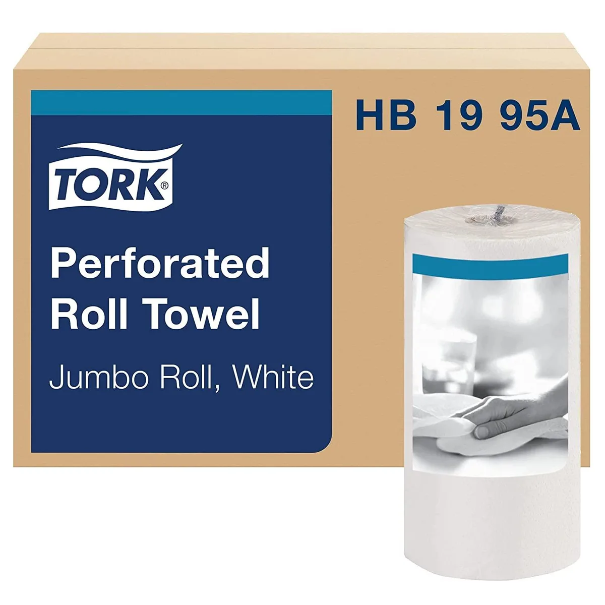  Tork HB1995A Perforated Towel Roll, 2-Ply, 11 x 9, White, 210 Sheets, 12 Rolls — product photo
