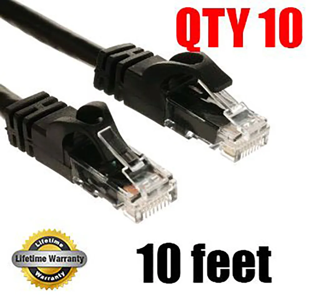 iMBAPrice iMBAPrice Cat6 Snagless Ethernet Cable 10 Pack 10 Ft Black — product photo