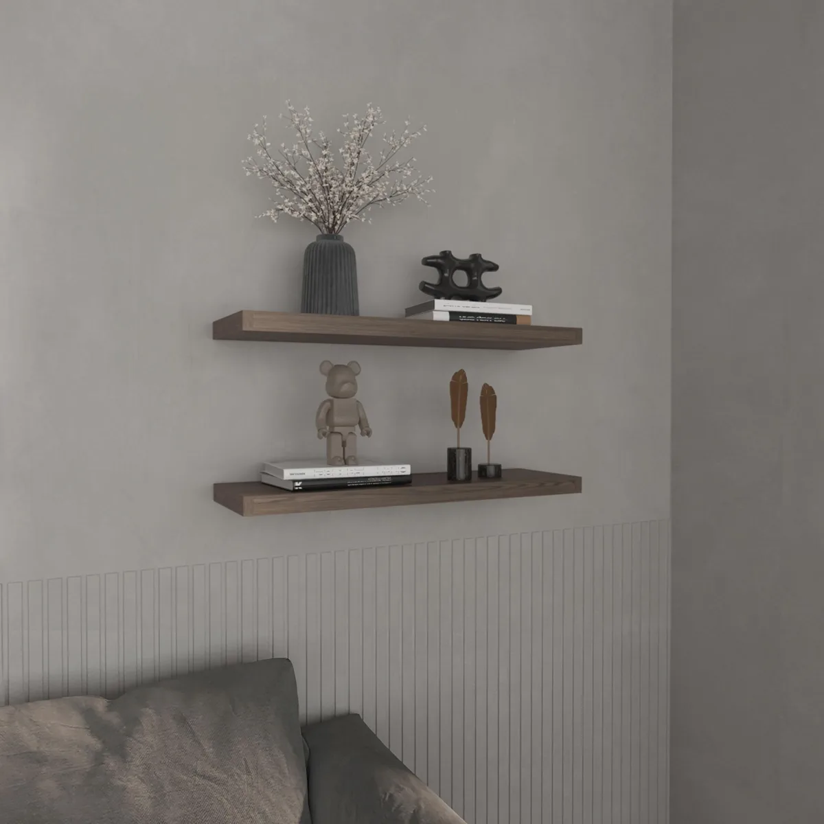tuphen tuphen Floating Bookshelves 2 Shelves Walnut 31.50" W 9.80" D 1.50" H — product photo