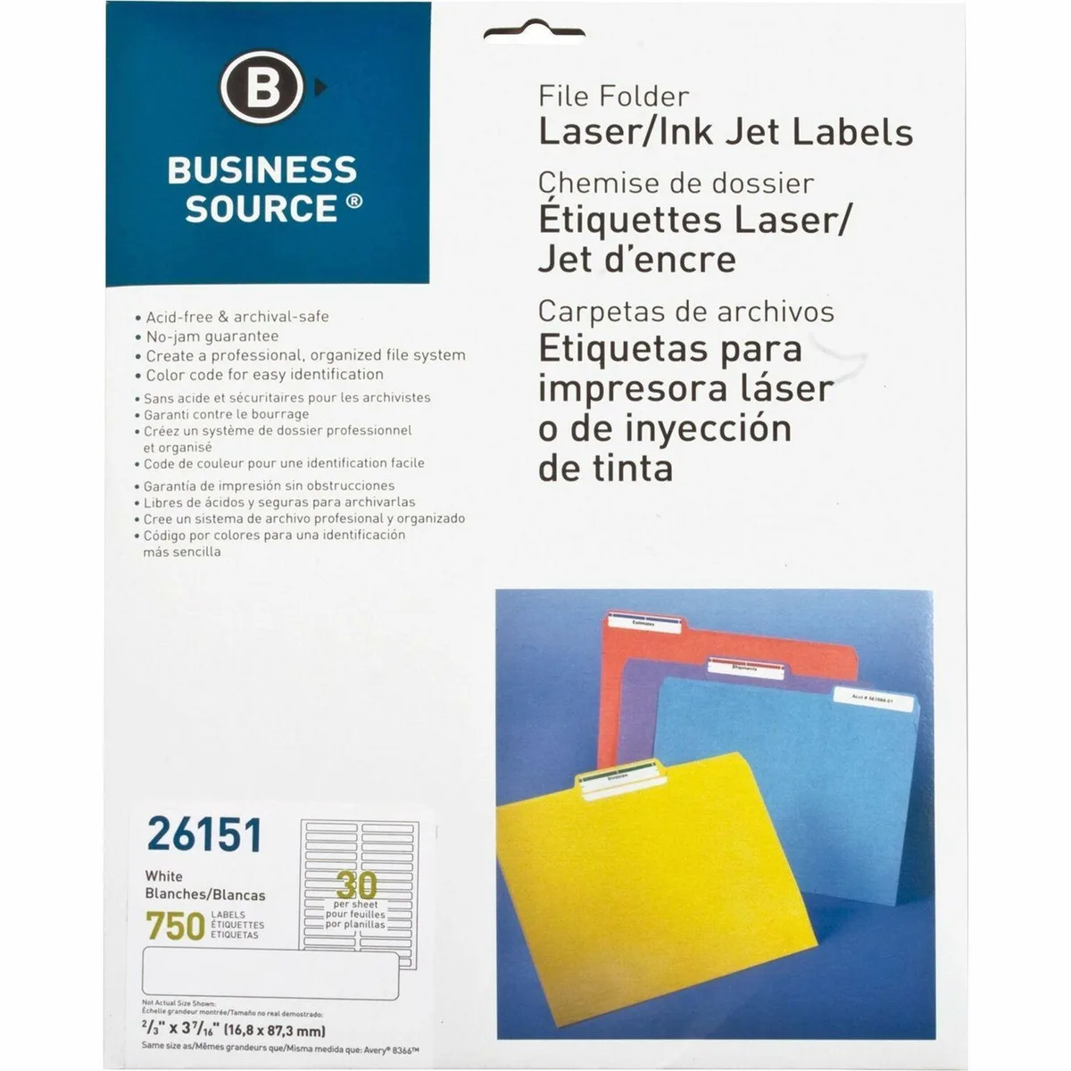Business Source Business Source 26151 Filing Labels White 750 Pack — product photo