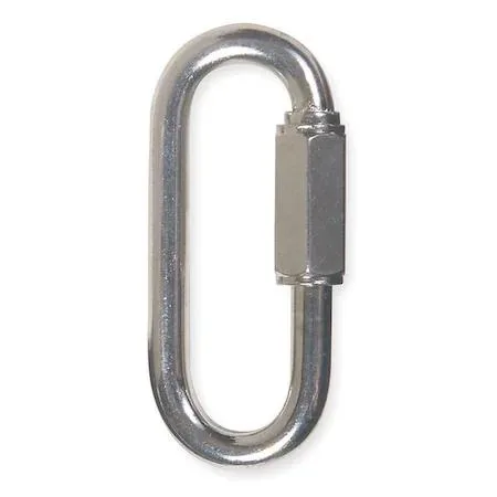 Small zinc-plated steel quick link threaded closure oval shape 1 7/16 by 11/16 inches