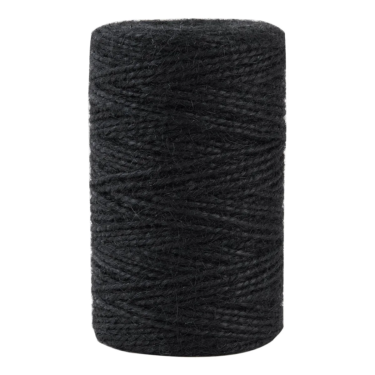 Coil of black jute twine, 328 feet, 2mm thick