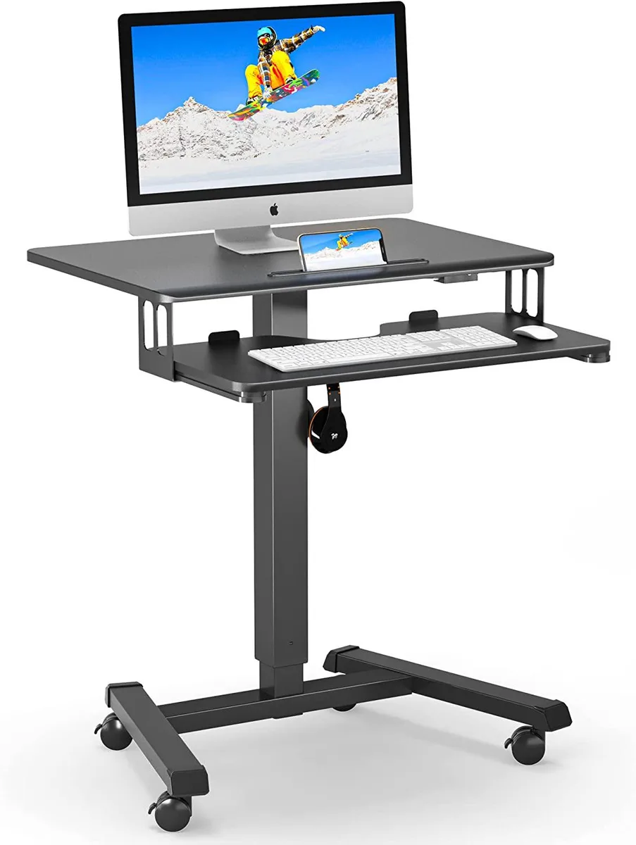 BFKK BFKK Mobile Standing Desk with Keyboard Tray 28.3-44.1in 33lbs — product photo