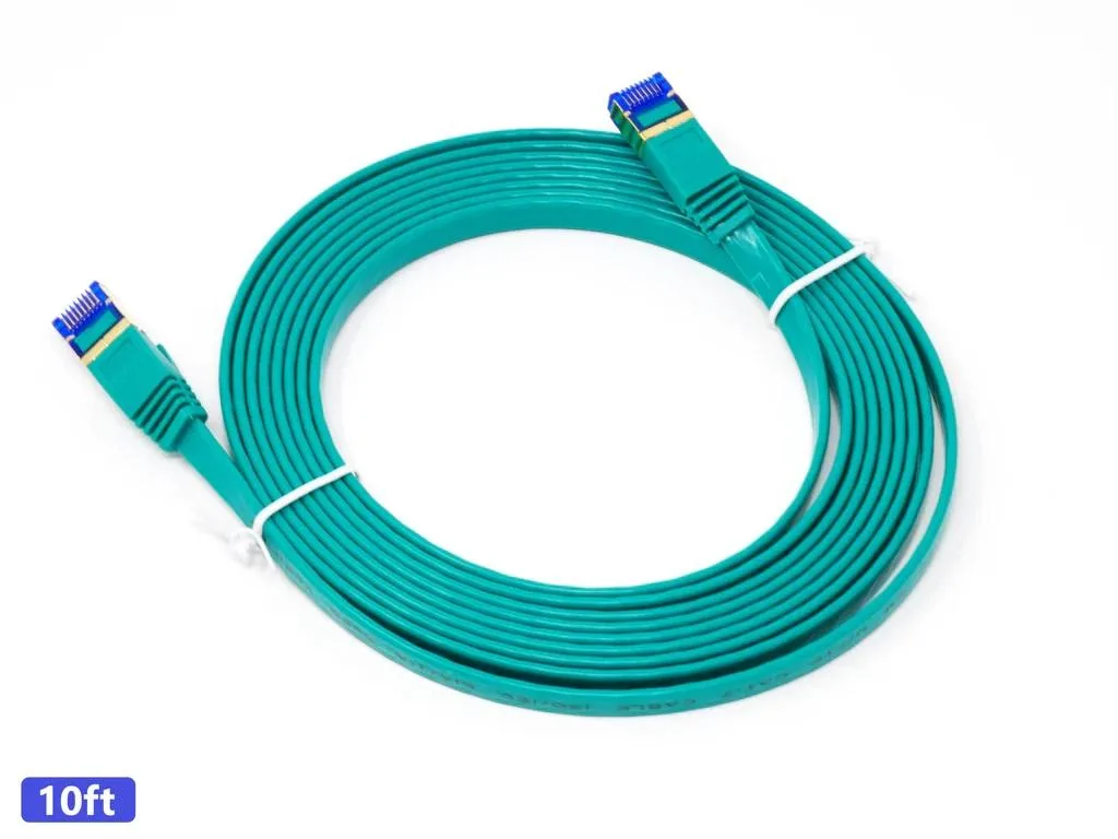 QualGear QualGear Cat 7 RJ45 Ethernet Patch Cable 10 ft Green Flat — product photo