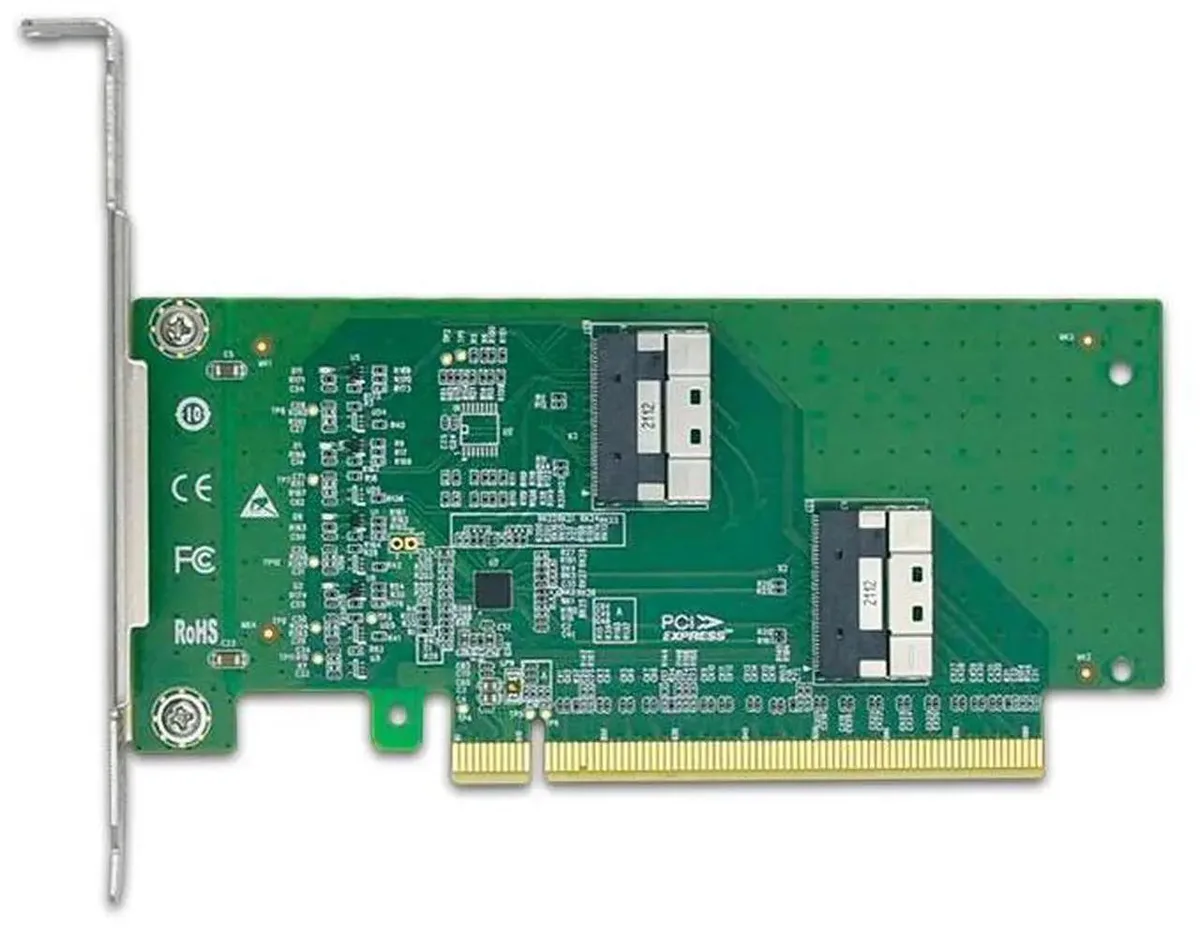SMUGDESK SMUGDESK PCIe 4.0 x16 to Dual SlimSAS SFF-8654 8i Adapter Card — product photo