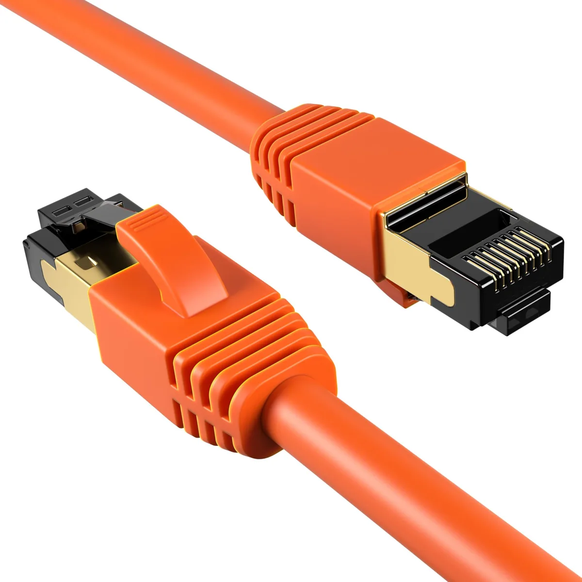 No Sew No Sew Cat8 Orange 3FT SFTP Ethernet Patch Cable 40Gbps 2000MHz 26AWG Shielded Copper RJ45 — product photo