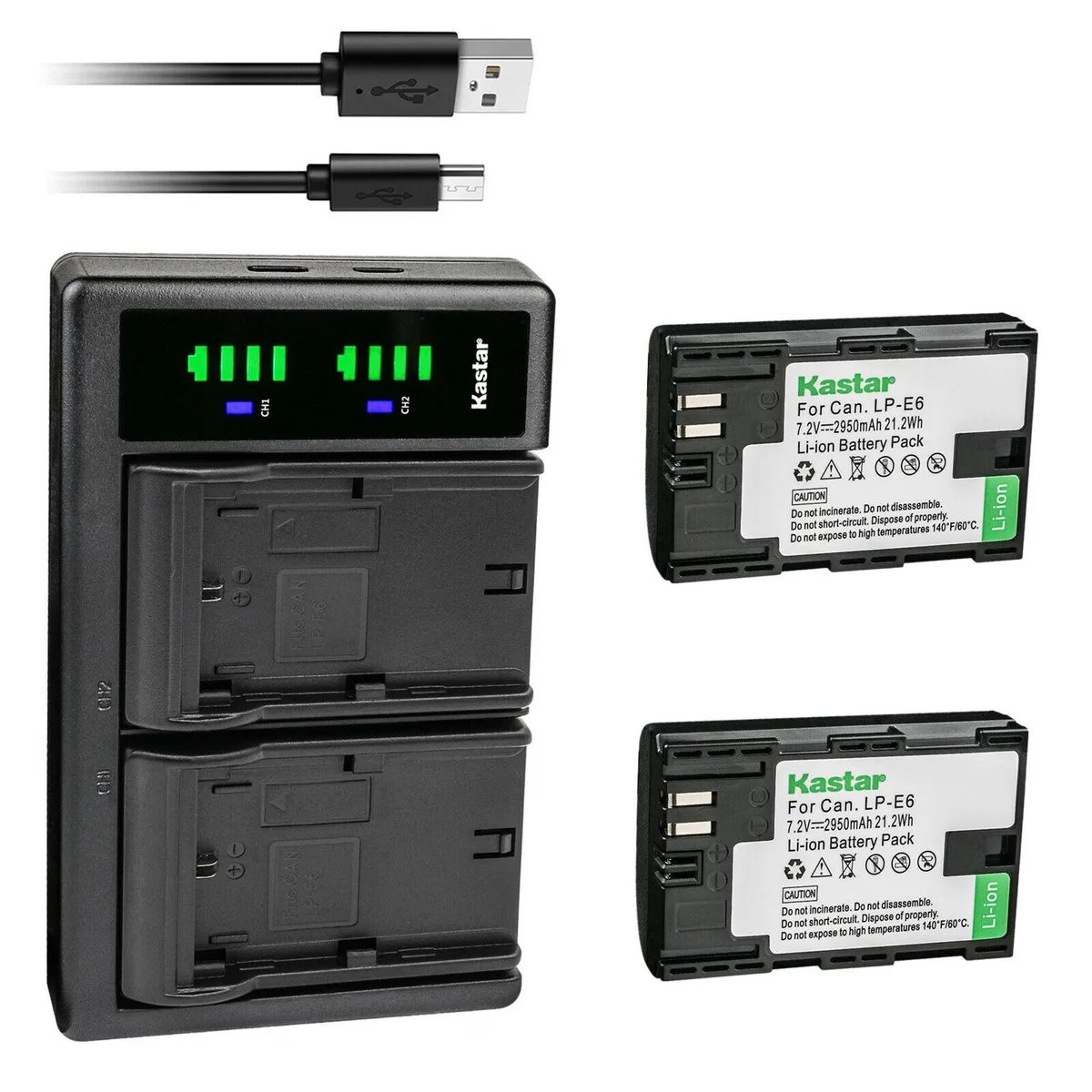 Kastar Kastar LP-E6 2-pack 2950mAh with LTD2 USB charger — product photo