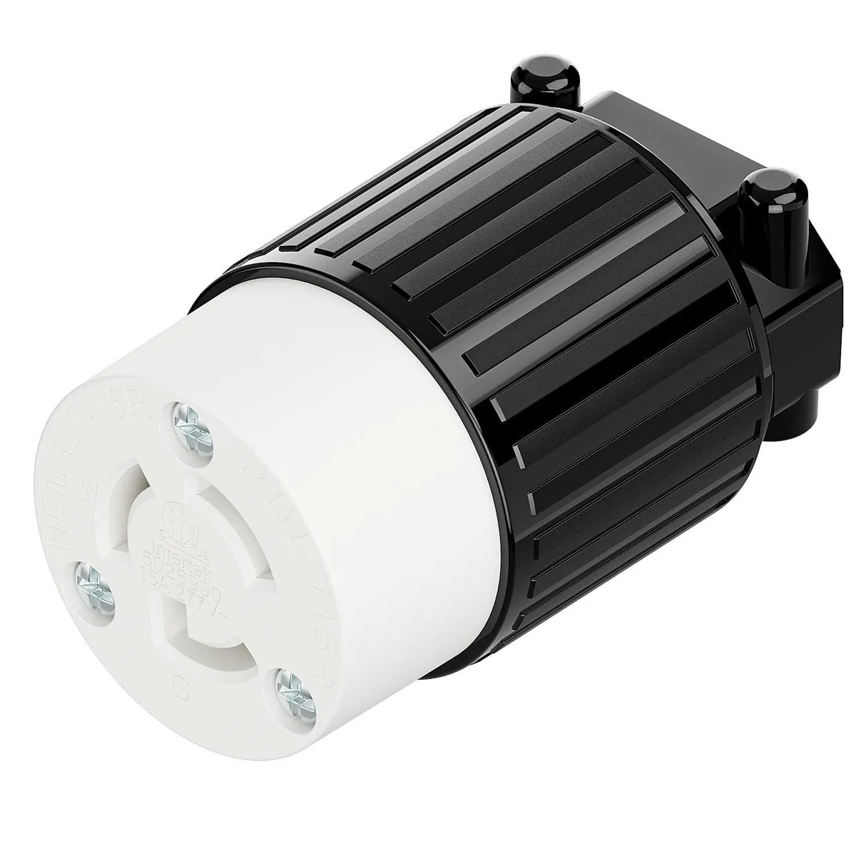 LORDWORLD LORDWORLD NEMA L7-15R Twist Lock Female Receptacle 15A 277V ETL UL94-V0 Black White — product photo