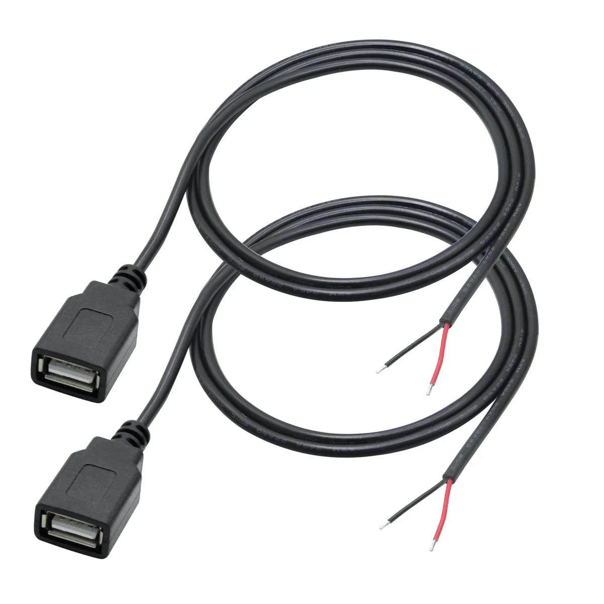 Vszerda Vszerda USB 2.0 A Female to 2-Pin Bare Wire 1m 22AWG 2-Pack — product photo