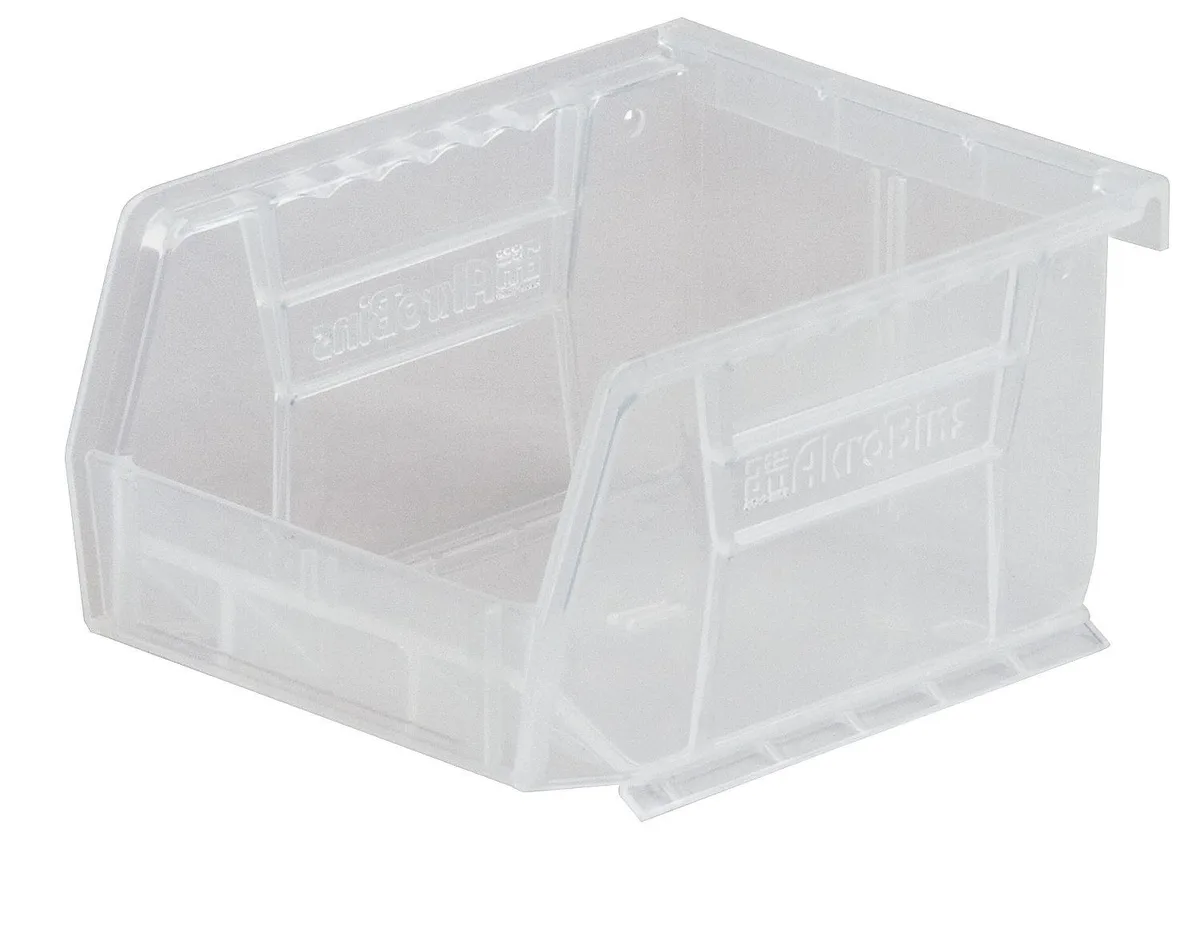 Clear plastic stackable storage bin 18 x 16 1/2 x 11 inches