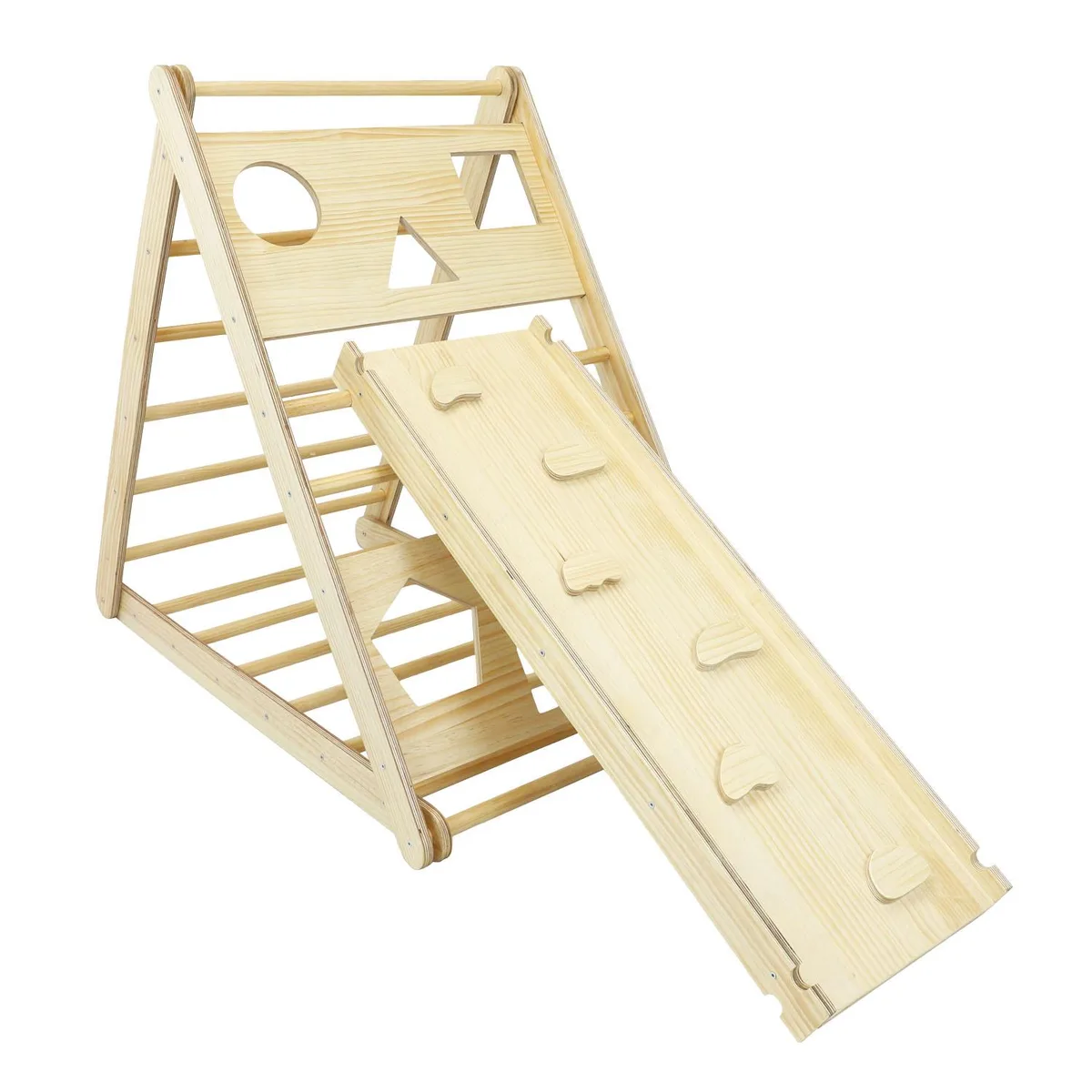 Clevr Clevr XL Wooden Triangle Climber with Reversible Ramp/Slide Brown — product photo