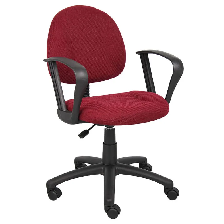 BOSS Office Products BOSS Office Products B317-BY Burgundy Task Chair with Loop Arms 25 Inch Base — product photo