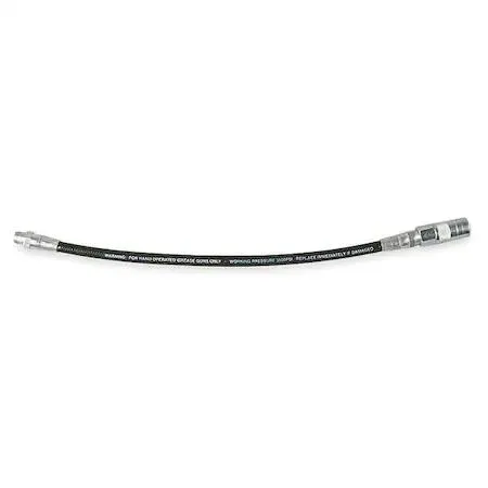 Transparent polyurethane hose extension, 12 inches long with plated steel ends
