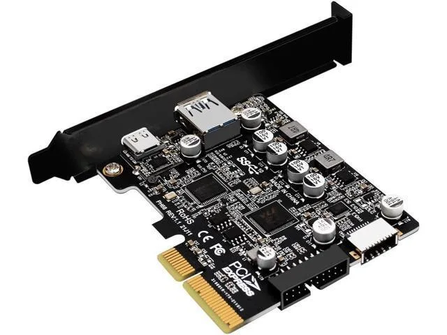 LORDWORLD LORDWORLD PCIe x4 to 5-Port USB 3.2 10Gbps Adapter with Type-E, 19-Pin Header &amp; Dual Brackets — product photo