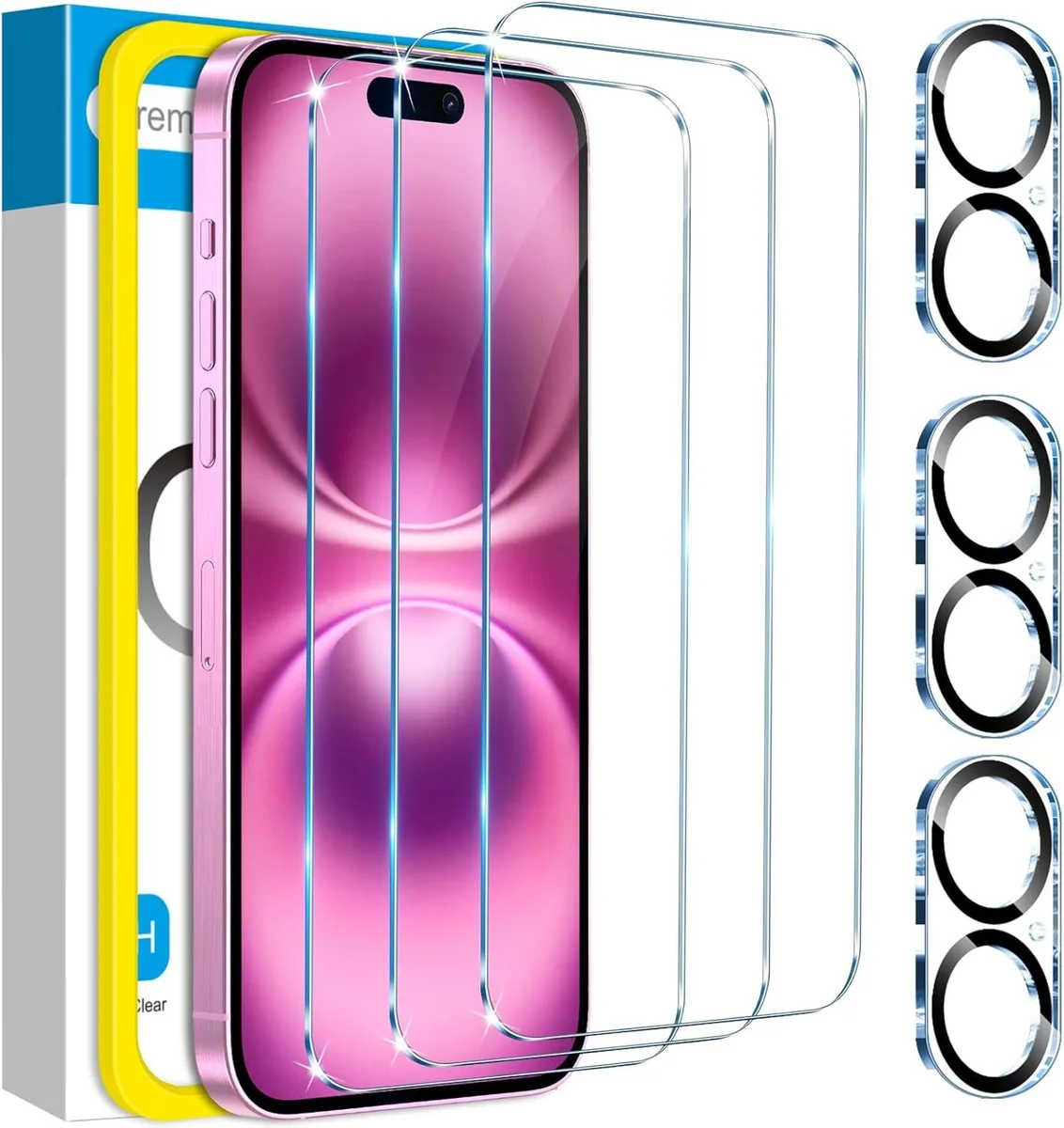 BONAEVER BONAEVER iPhone 16 6.1 Inch 3 Pack Screen & Camera Protector — product photo