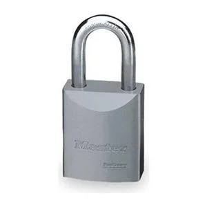 Rectangular steel padlock with silver finish and boron shackle
