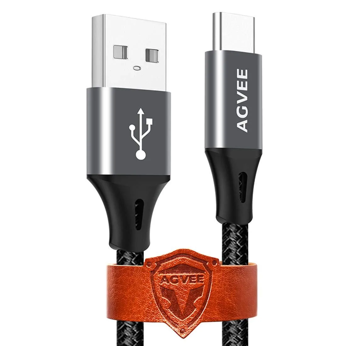 Two dark gray braided USB-C cables, 15 ft each, male-to-male connectors