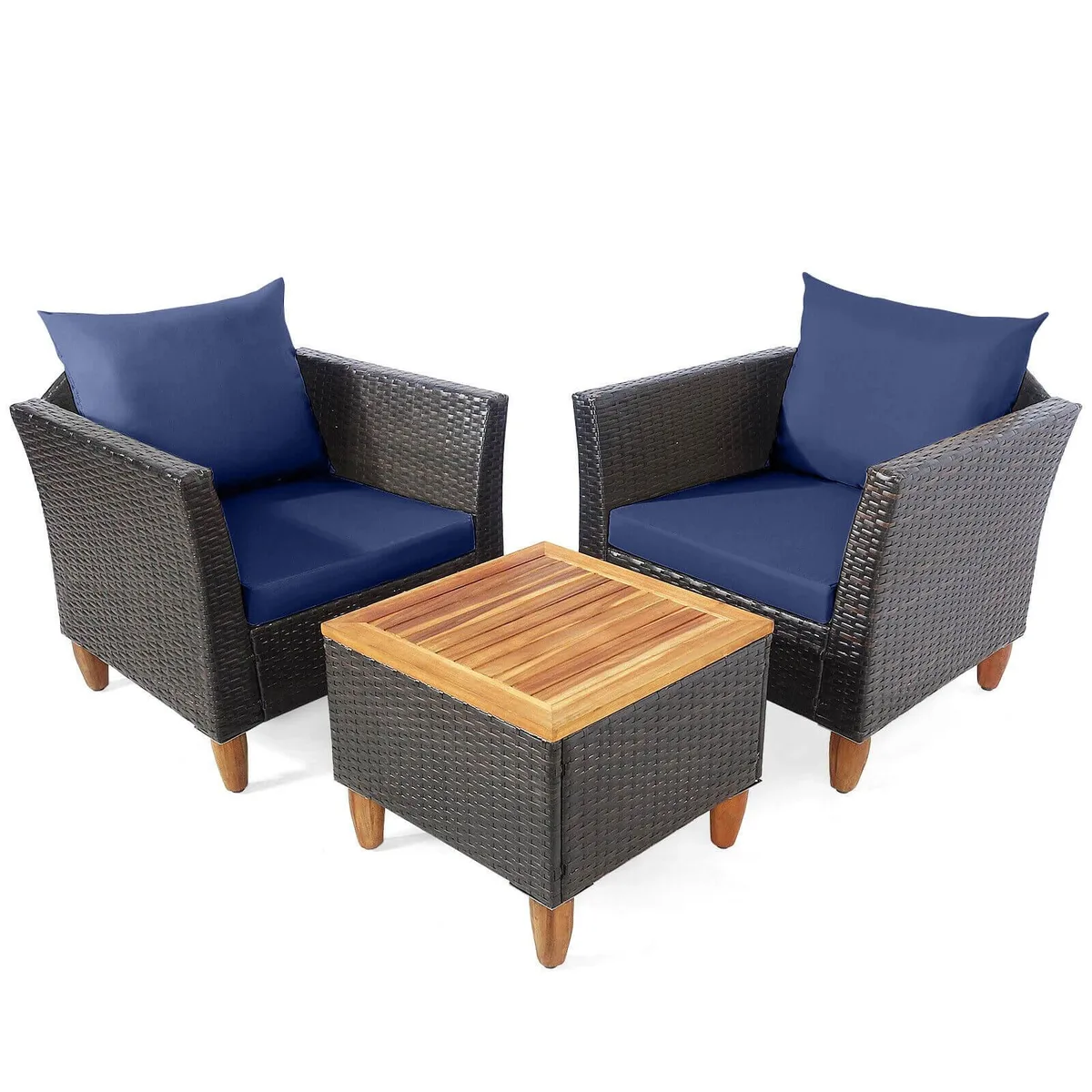 SlickBlue SlickBlue 3-Piece Patio Rattan Bistro Set Navy — product photo