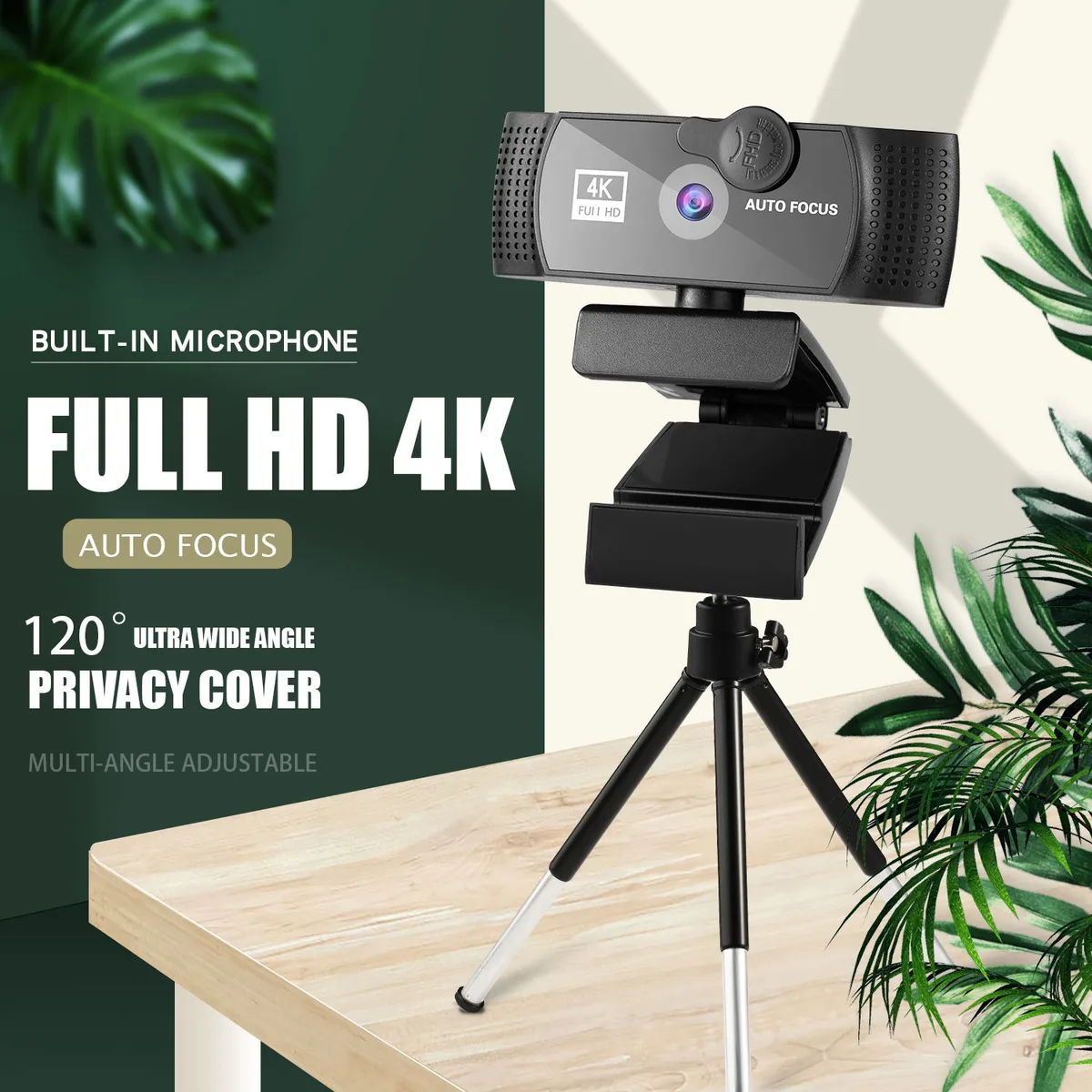 Black Corn Electronics webcam with privacy cover and adjustable mount