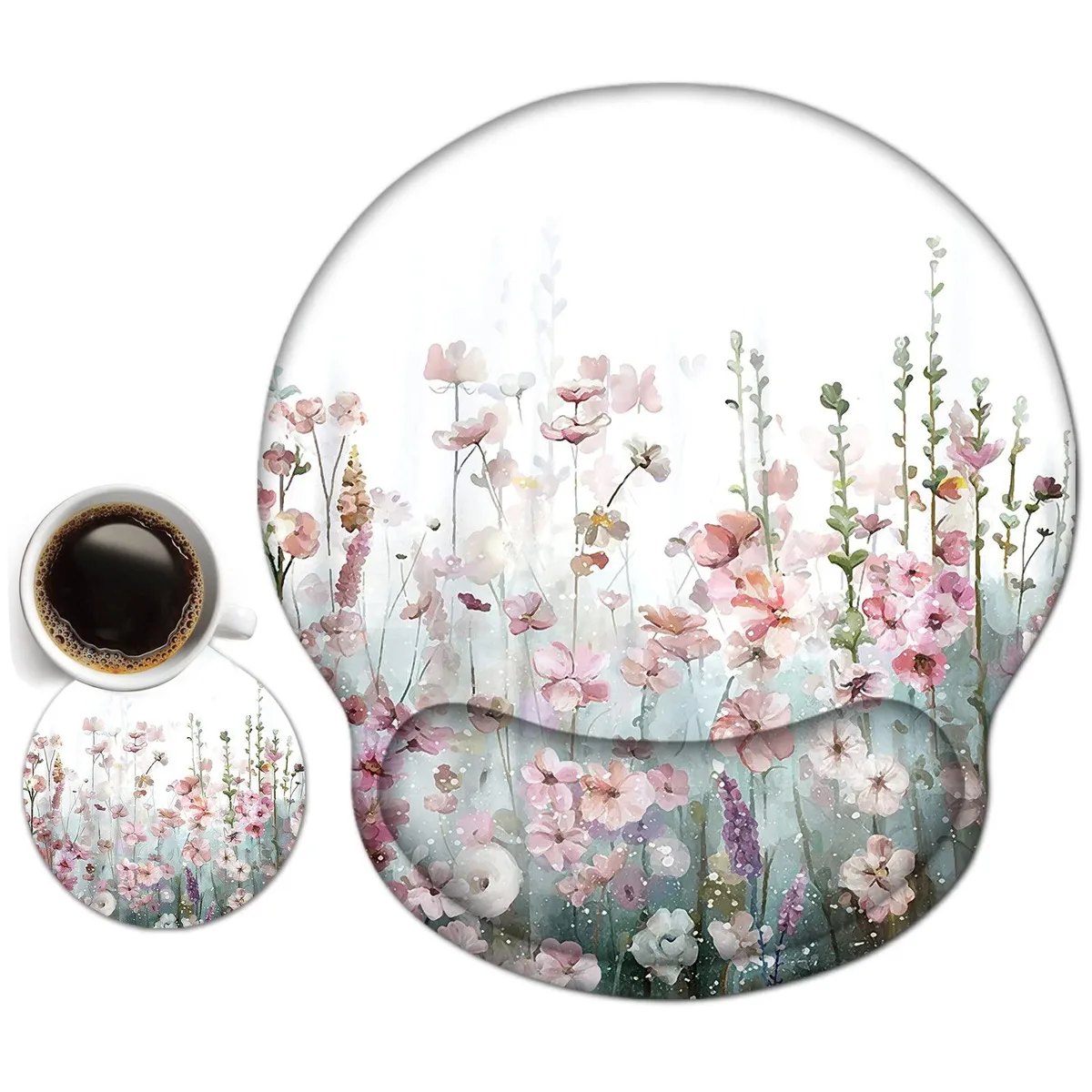  DINKY 002-DK-15 Ergonomic Mouse Pad with Wrist Rest Blooming Flower — product photo
