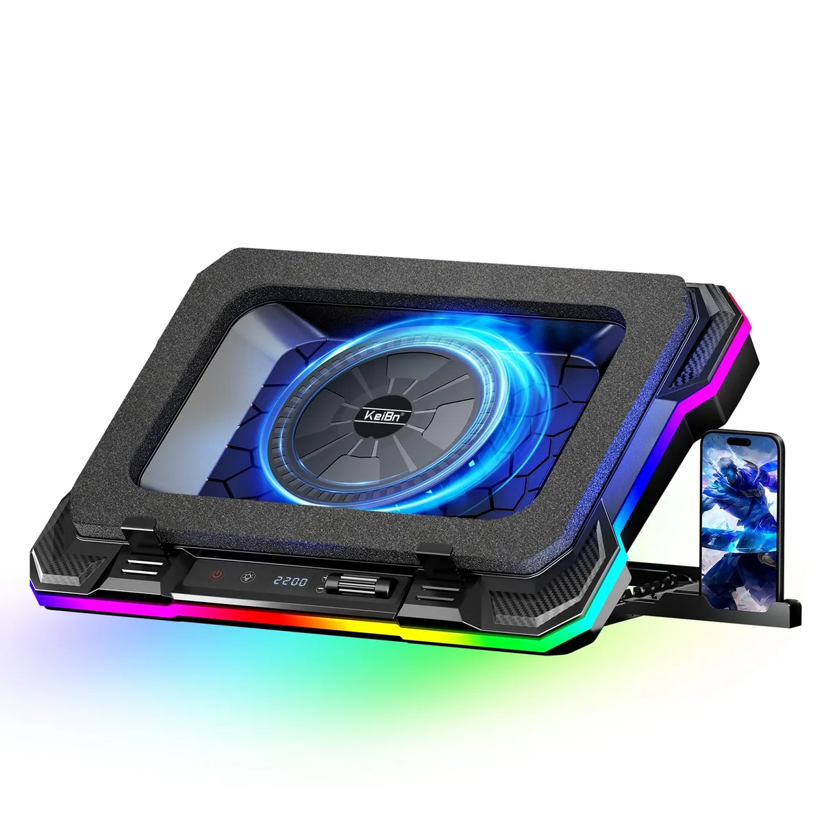  KeiBn K1 laptop cooling pad 5.5 inch fan 15.6-19.3 inch blue — product photo