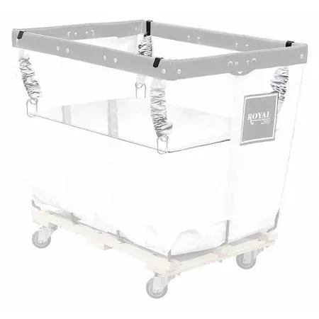 White steel wire spring lift kit with vinyl-covered platform for 24 bushel basket truck
