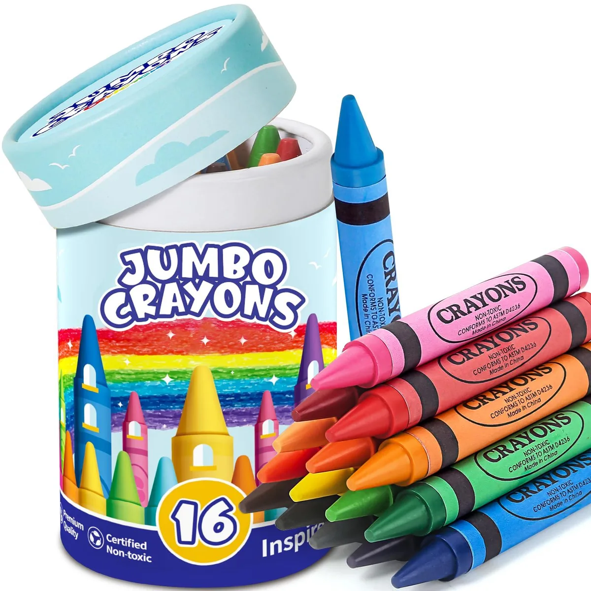 Officygnet Jumbo Crayons 16 Colors Wax Chisel Tip — product photo