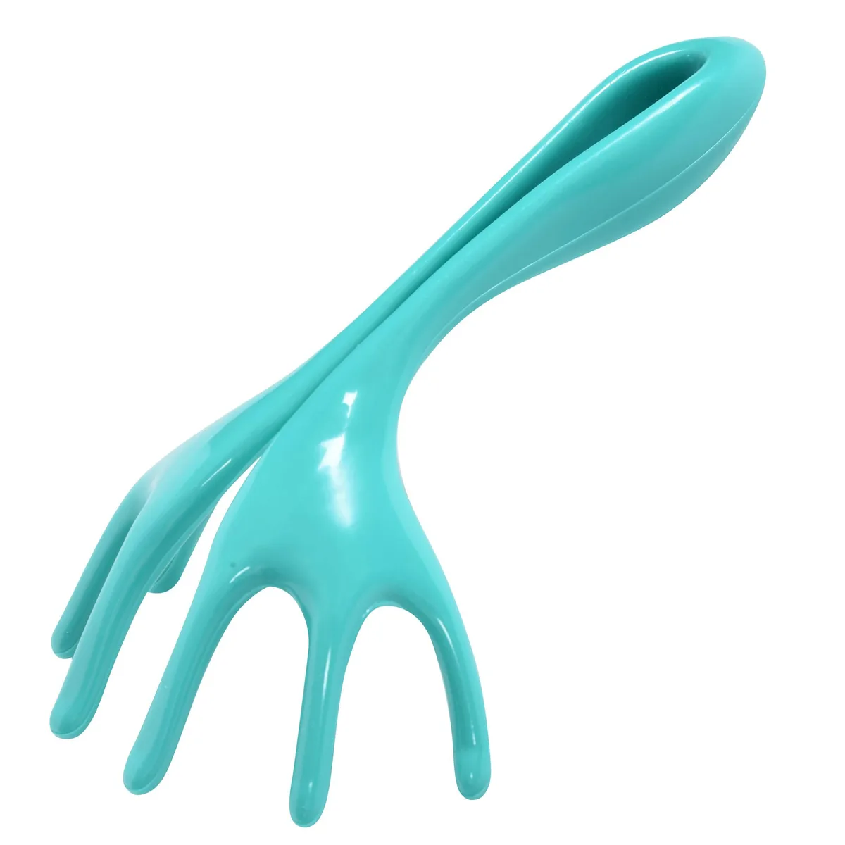 Teal rechargeable handheld head massager with massage ball and scraping features