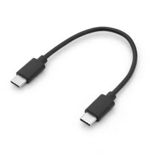 Short 9-inch black USB-C to USB-C cable with male connectors on both ends