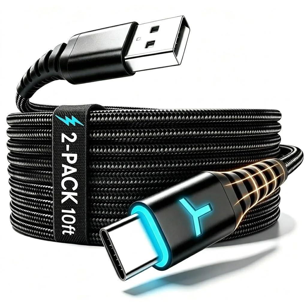 6amLifestyle NS-05BB 2 Pack 10 ft USB Type C Cable — product photo