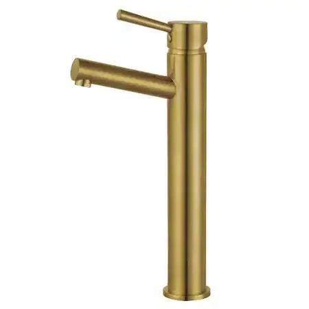 Tall single-handle vessel faucet in brushed brass finish