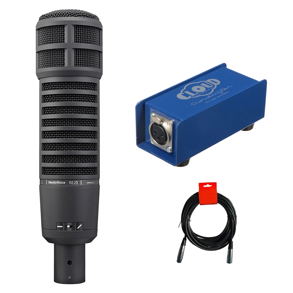 Electro-Voice Electro-Voice RE20 Broadcast Microphone Black with Cloud CL-1 Activator &amp; XLR Cable — product photo