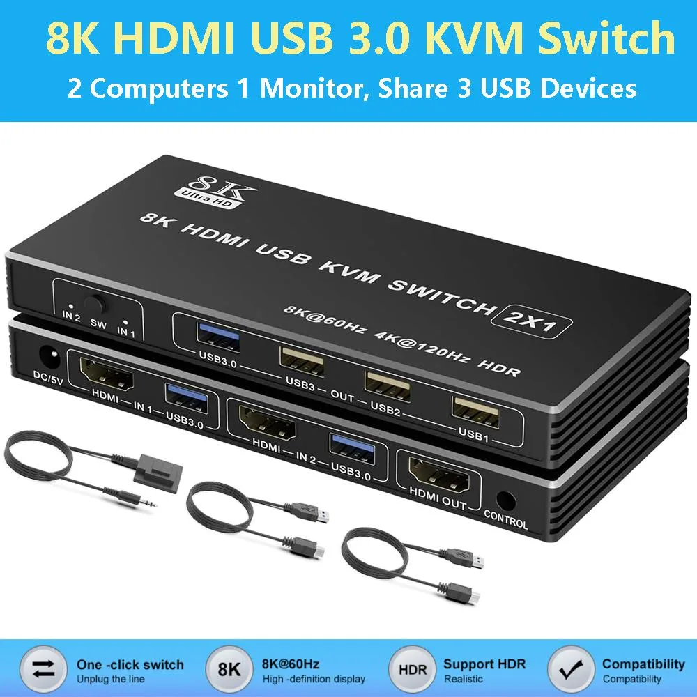 IHDAPP IHDAPP 2 Port HDMI USB KVM Switch 8K@60Hz 4K@120Hz USB 3.0 — product photo