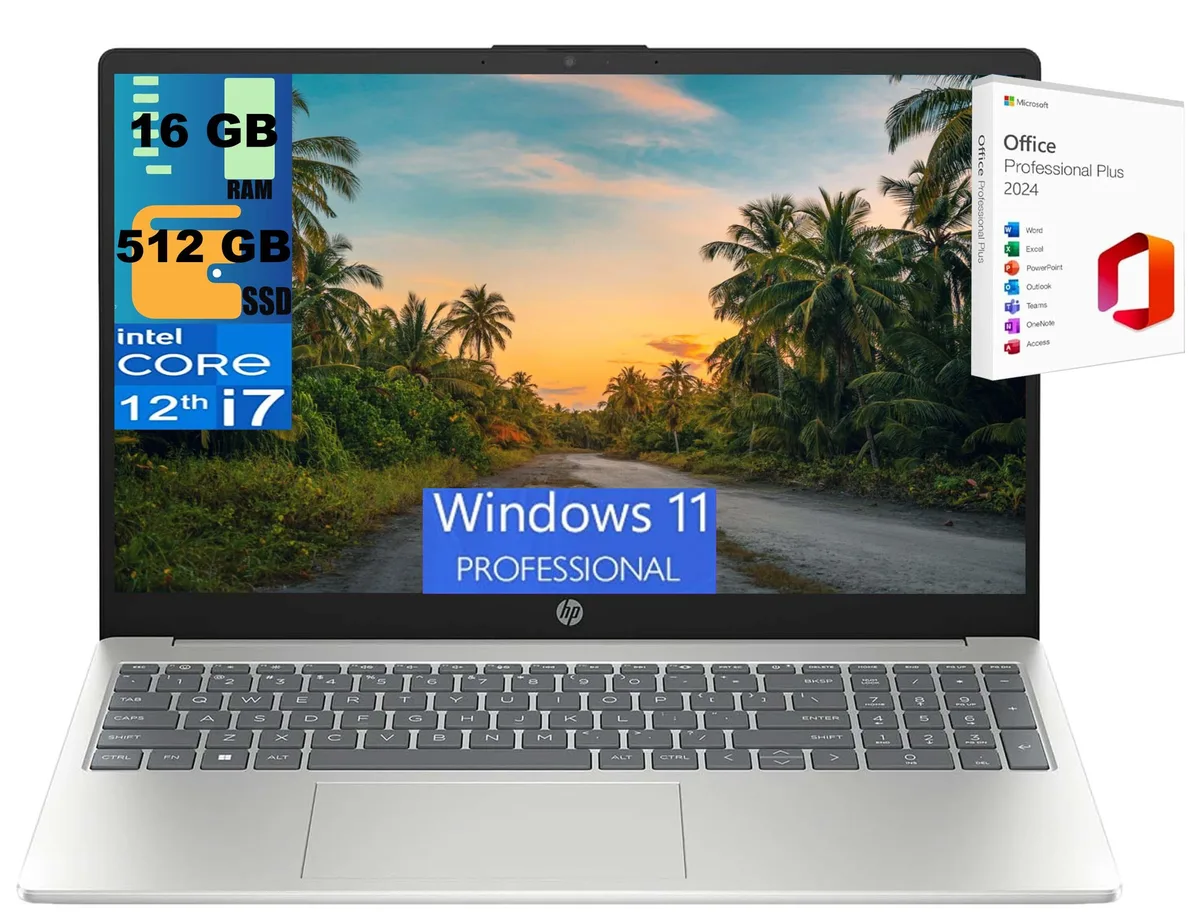 HP HP 15 laptop i7-1255U 10-core 16GB 512GB SSD 15.6 FHD Windows 11 Pro — product photo