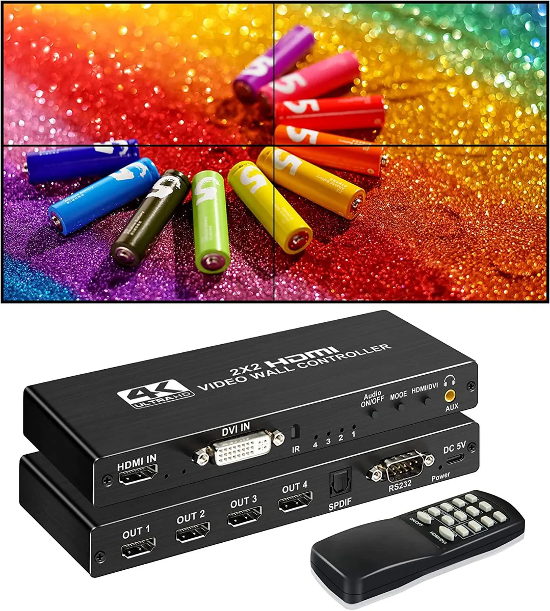 LUOM LUOM 2x2 Video Wall Controller 1080p HDMI 1.4 4K 30Hz Input 180° Rotation — product photo