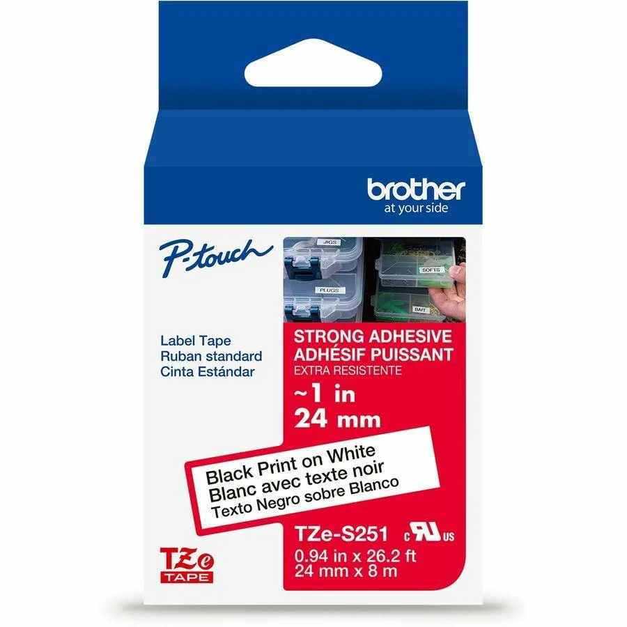 Brother Brother TZES251 Black on White Label Tape 24mm x 8m — product photo