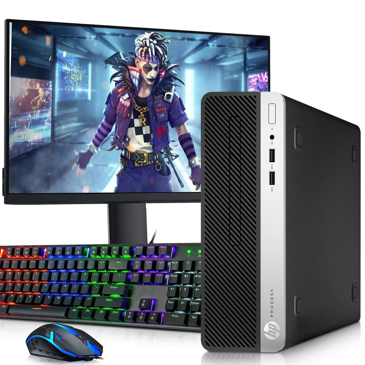 Lenovo Lenovo G4 SFF desktop PC i7 8GB 512GB Radeon 550 22" monitor Windows 11 Pro — product photo