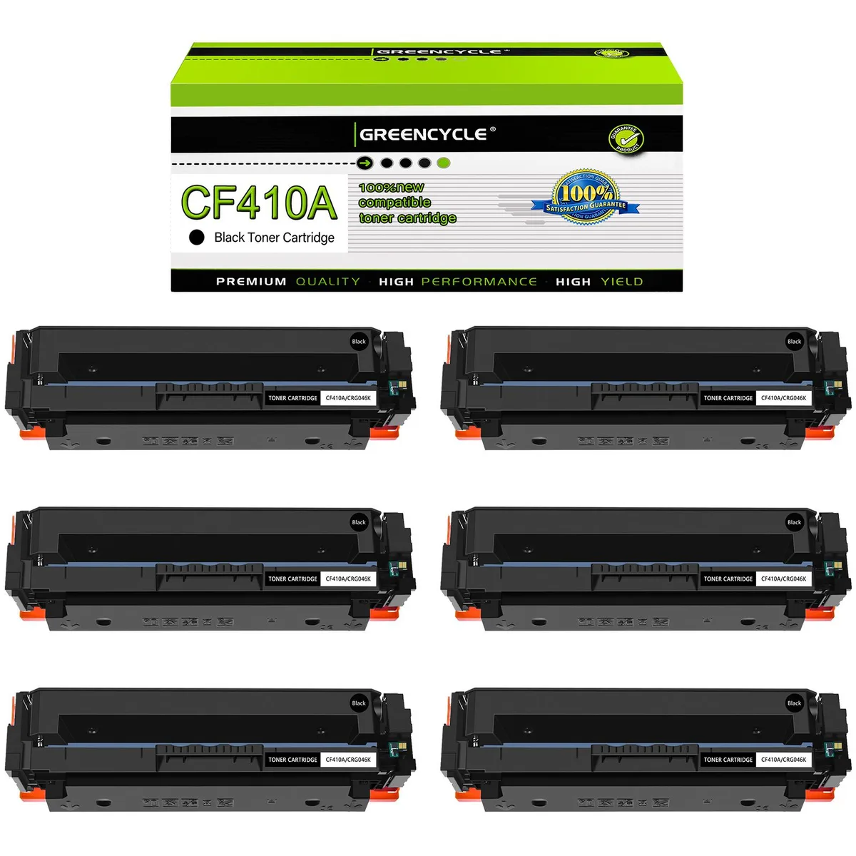 GREENCYCLE GREENCYCLE 6 Pack 410A Black Toner Cartridge 2300 Pages — product photo